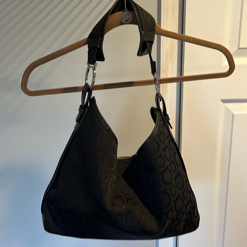 Salvatore Ferragamo canvas monogrammed and leather hobo bag